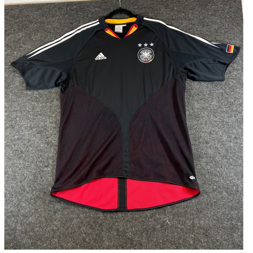 Adidas Germany National Team Soccer Jersey Black Red Y2K 03/04 Mens XL Sporty